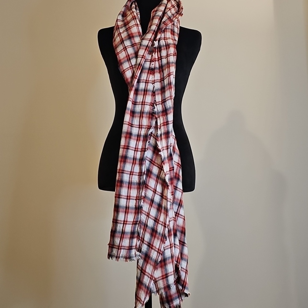 GAP Red and White Plaid Scarf